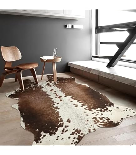 Amazon | DweIke プレミアムフェイクカウハイドラグ牛革エリアラグ